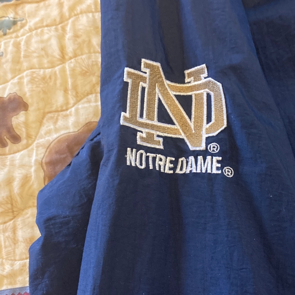 Vintage Notre Dame men’s L full zip lined hooded jacket Navy water repellent - Picture 10 of 14